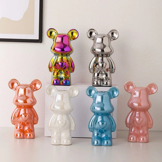 Europäische Galvanik Keramik Bär Puppe Tier Ornamente Home Desktop Dekoration Wohnzimmer Dekoration dekorative Figuren