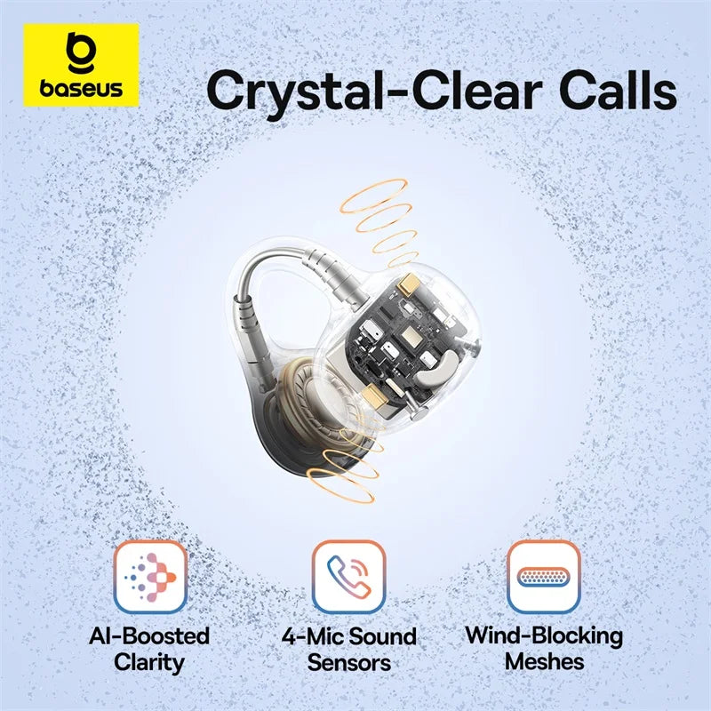 Baseus BC1 – Kabellose Open-Ear Ohrclip-Kopfhörer mit Bluetooth 6.0