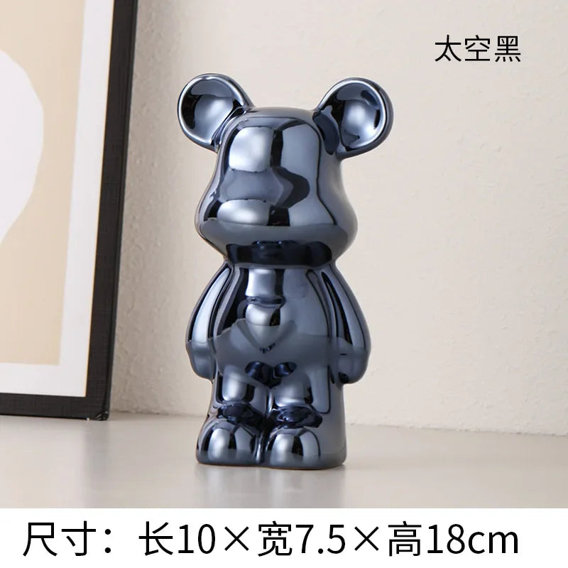 Europäische Galvanik Keramik Bär Puppe Tier Ornamente Home Desktop Dekoration Wohnzimmer Dekoration dekorative Figuren