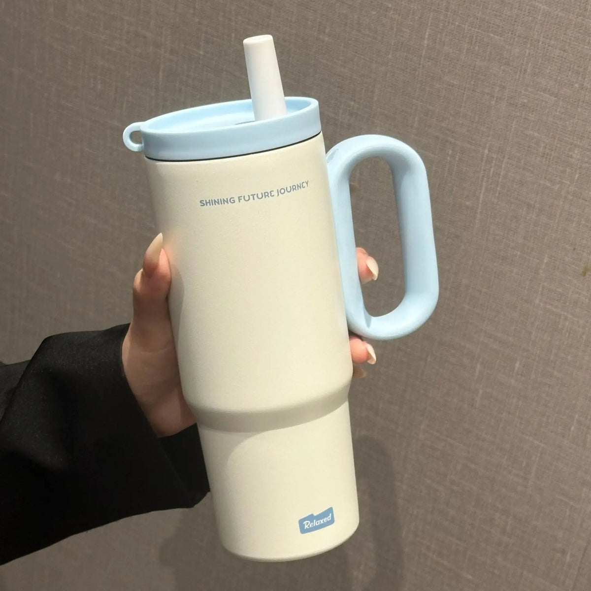 Edelstahl Thermobecher 720ml – Mit Strohhalm & Griff, Vakuumisoliert für Kaffee & Reisen