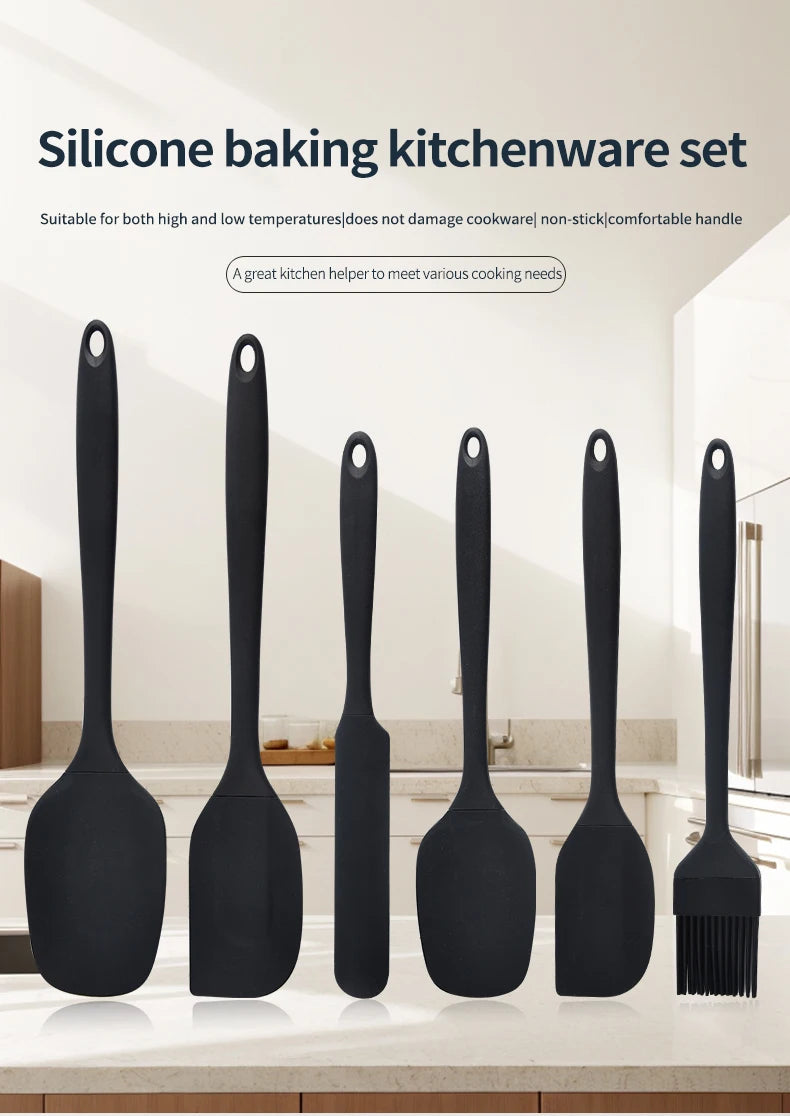 Silikon-Küchenutensilien Set 6-teilig – Spatel, Cremespatel & Ölpinsel
