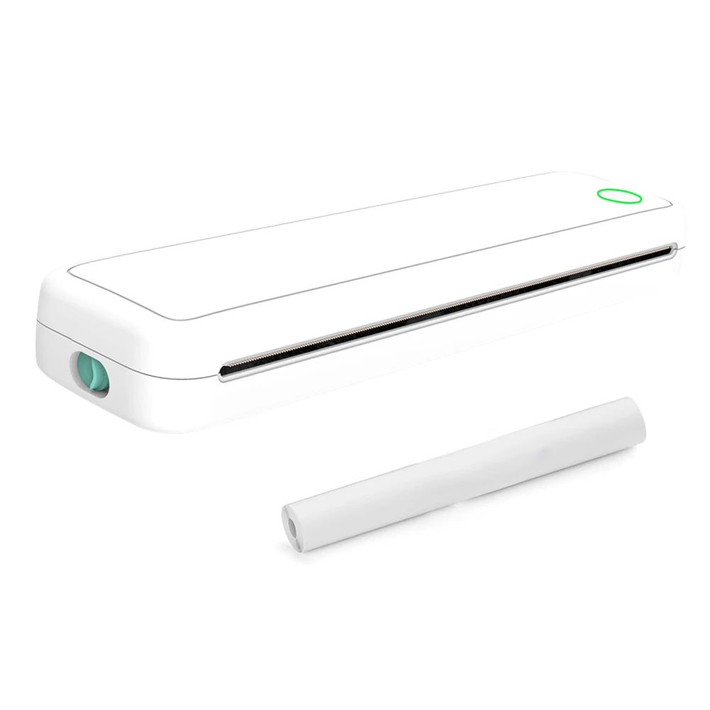 Tragbarer A4 Thermodrucker ohne Tinte – Bluetooth, USB-C, 2600mAh | Weiß & Schwarz + Thermopapier