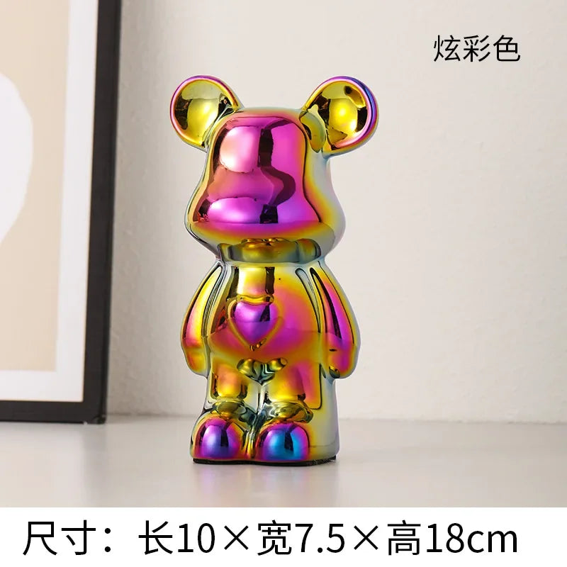 Europäische Galvanik Keramik Bär Puppe Tier Ornamente Home Desktop Dekoration Wohnzimmer Dekoration dekorative Figuren