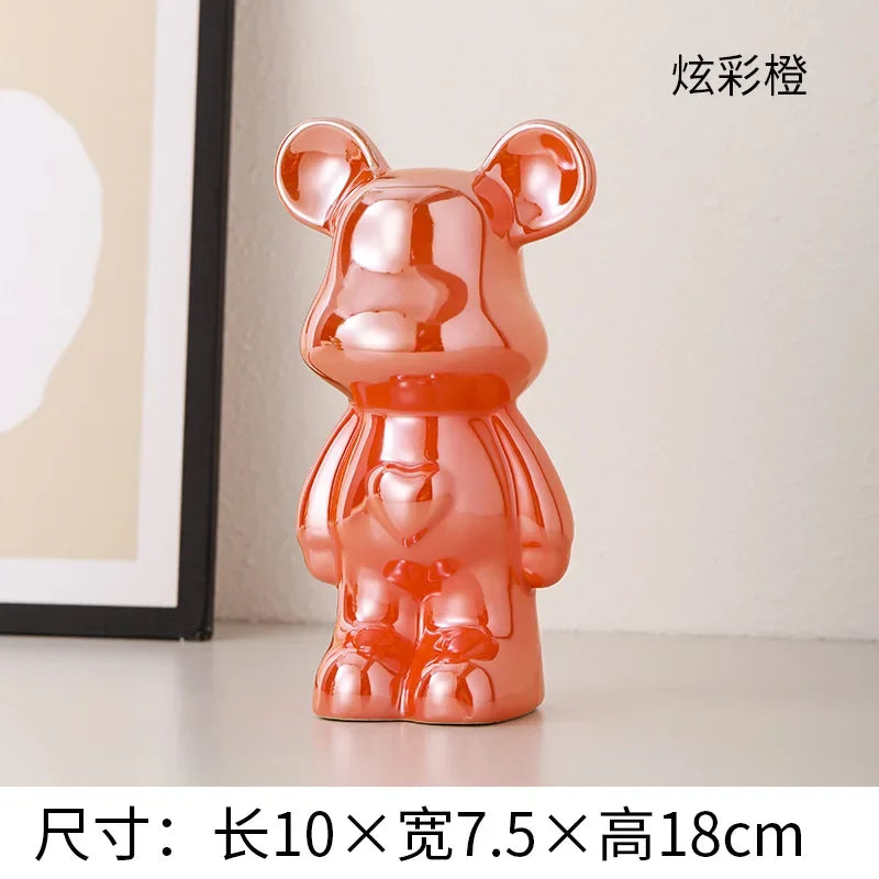 Europäische Galvanik Keramik Bär Puppe Tier Ornamente Home Desktop Dekoration Wohnzimmer Dekoration dekorative Figuren