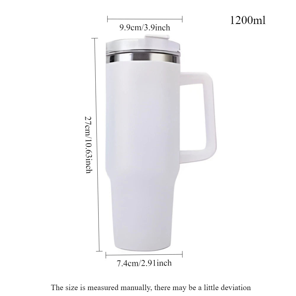 Stainless Steel Water Bottle 1200ml – Vacuum Insulated, Leakproof with Straw Lid