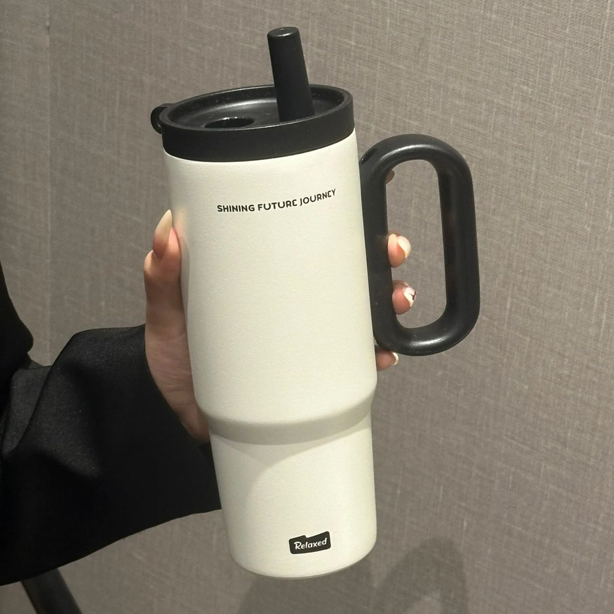 Edelstahl Thermobecher 720ml – Mit Strohhalm & Griff, Vakuumisoliert für Kaffee & Reisen