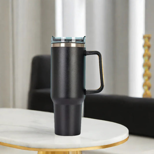 Thermobecher 1200ml mit Griff & Strohhalm – 24h Isoliert, Edelstahl, Reise & Büro | Geschenk