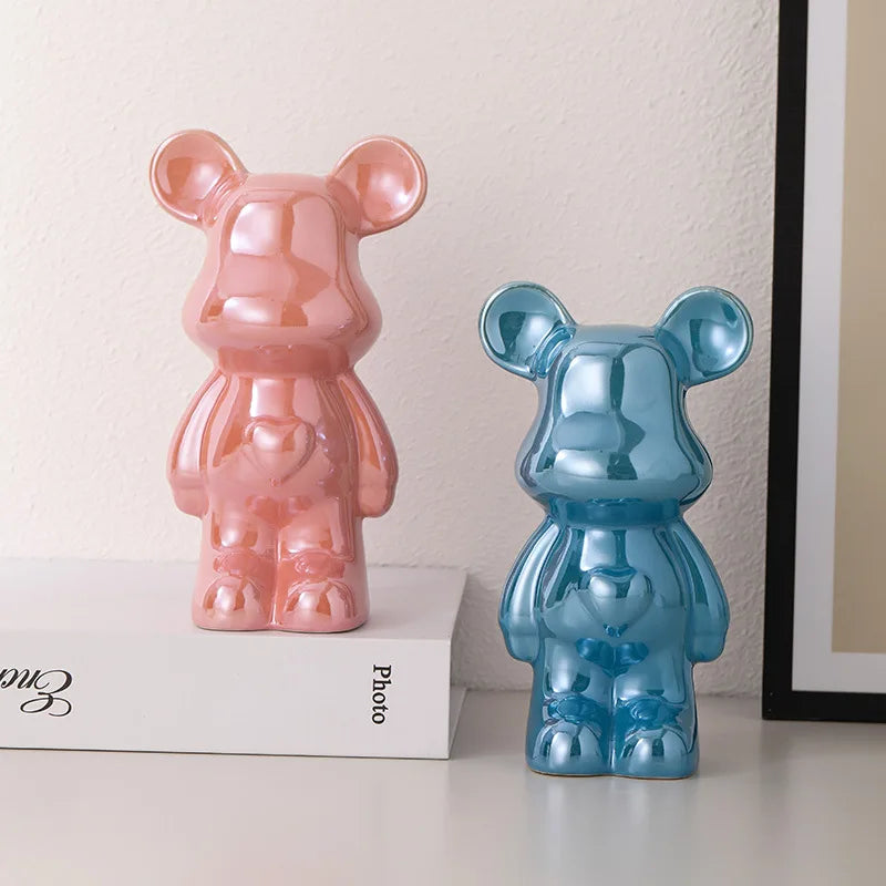 Europäische Galvanik Keramik Bär Puppe Tier Ornamente Home Desktop Dekoration Wohnzimmer Dekoration dekorative Figuren
