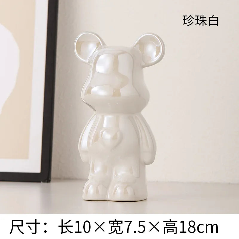 Europäische Galvanik Keramik Bär Puppe Tier Ornamente Home Desktop Dekoration Wohnzimmer Dekoration dekorative Figuren