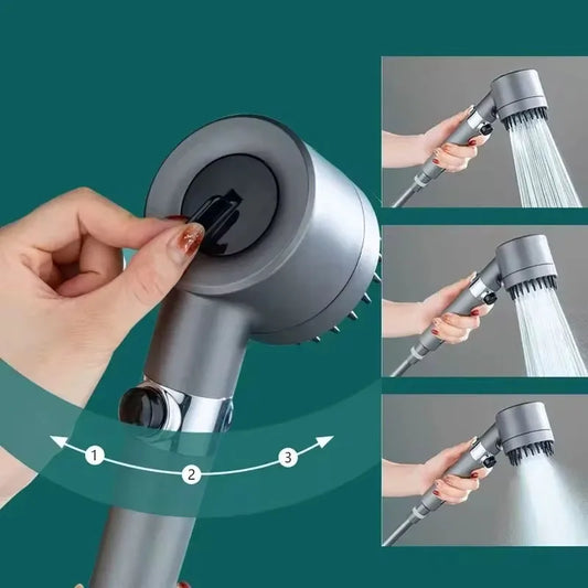Duschkopf mit 3 Einstellungen – Druckerhöhend, Massagefunktion & Filter | ABS