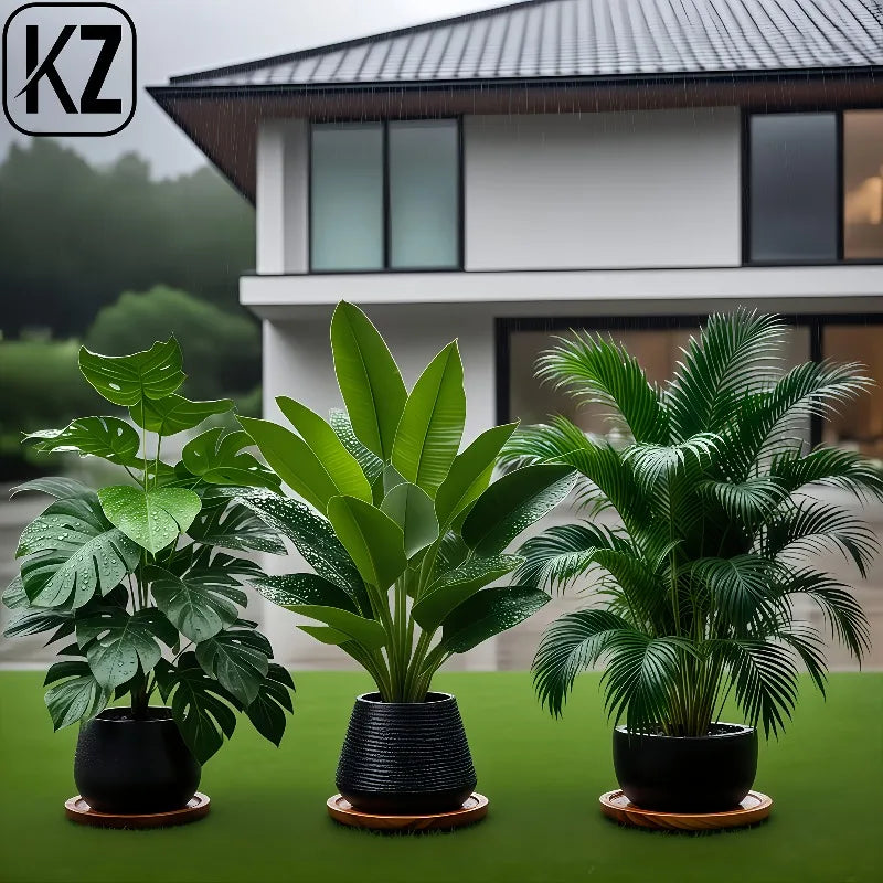 Kunstpflanzen Set 3-teilig – Bananenbaum & Monstera Palme, Bodendeko für Innen & Außen