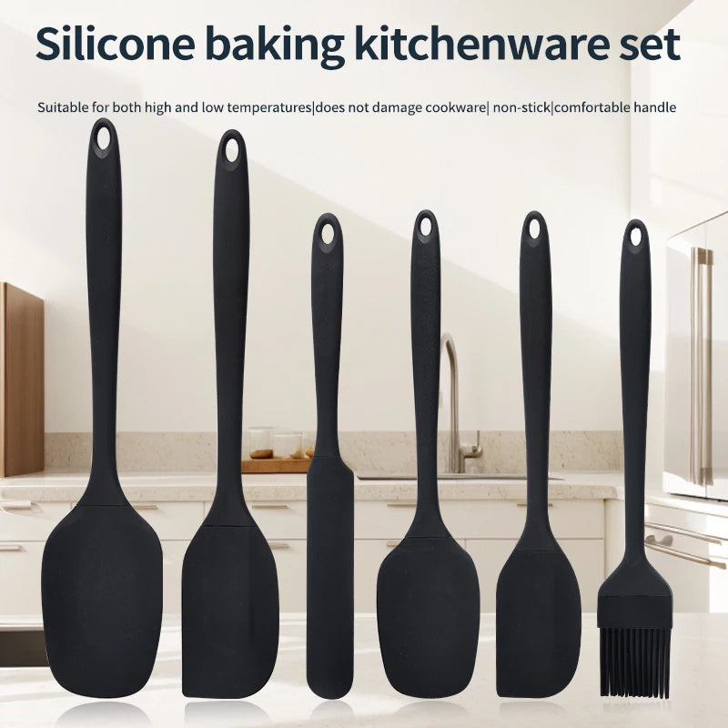 Silikon-Küchenutensilien Set 6-teilig – Spatel, Cremespatel & Ölpinsel