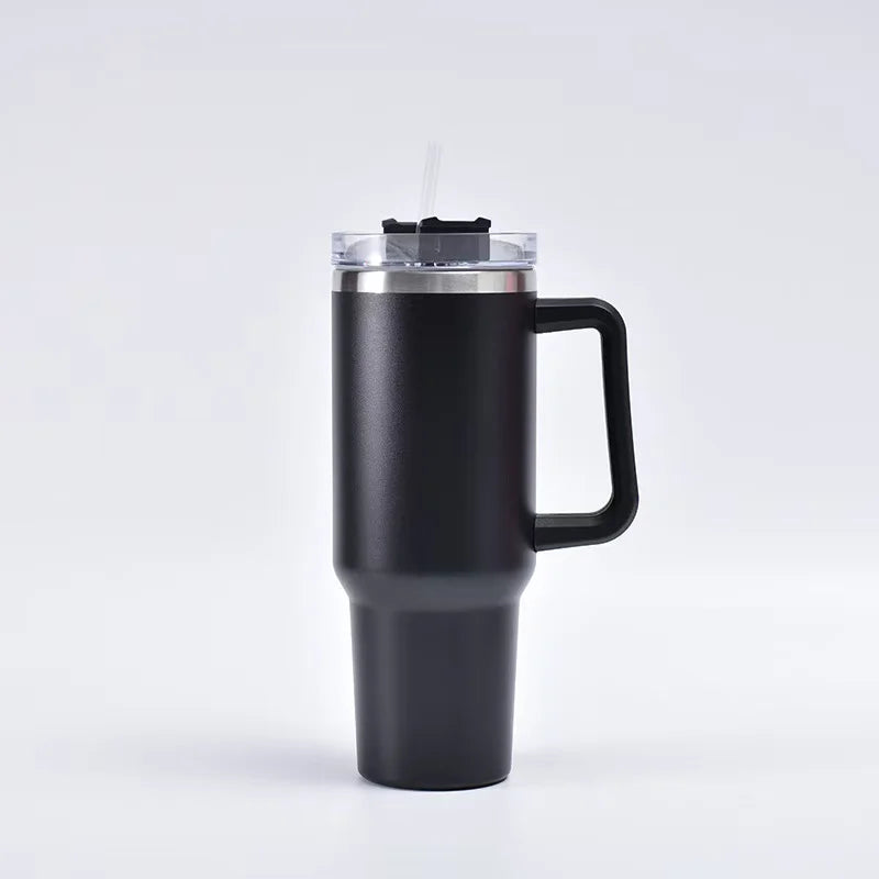 Thermobecher 1200ml mit Griff & Strohhalm – 24h Isoliert, Edelstahl, Reise & Büro | Geschenk