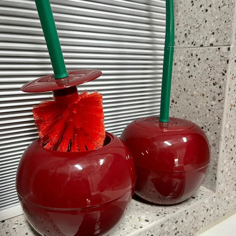 Toilettenbürste mit Halter in Kirschform- Weinrot