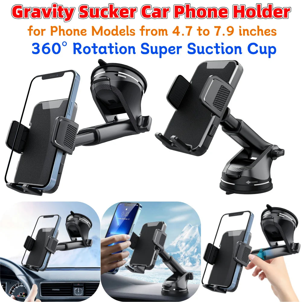 Gravity Sucker Autotelefonhalter 360° – Saugnapf, Armaturenbrett & Windschutzscheibe