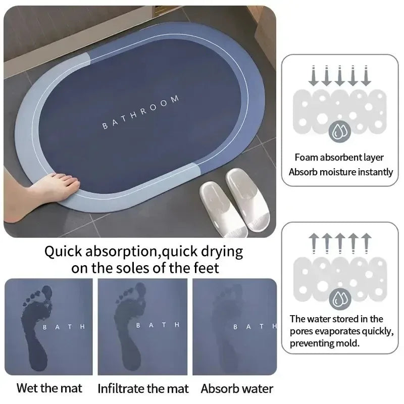 Bath Mat Absorbent – Quick Drying, Non-Slip | Coral Velvet | 3 Colors, 40×60cm