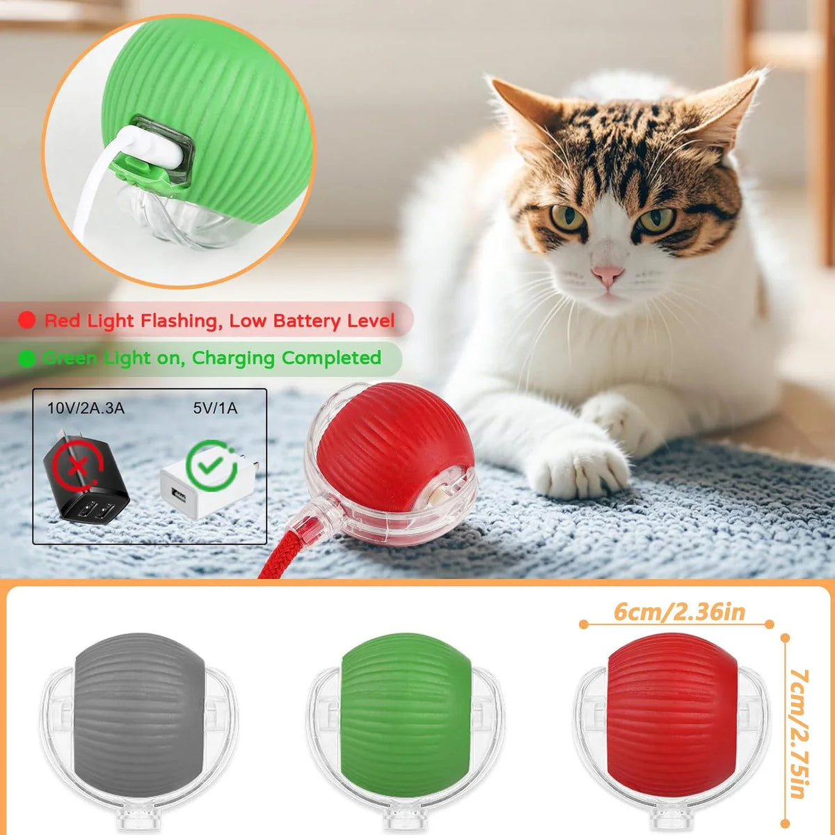 Interaktiver Rollball für Katzen & Hunde – Automatisch, Wiederaufladbar, Smart | 23 Varianten