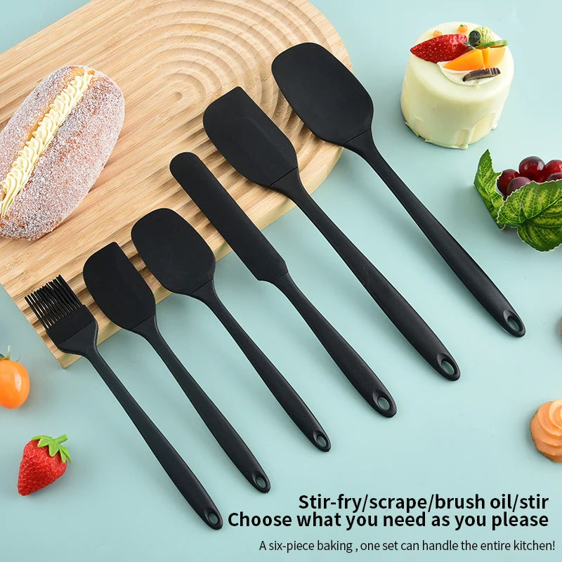 Silikon-Küchenutensilien Set 6-teilig – Spatel, Cremespatel & Ölpinsel