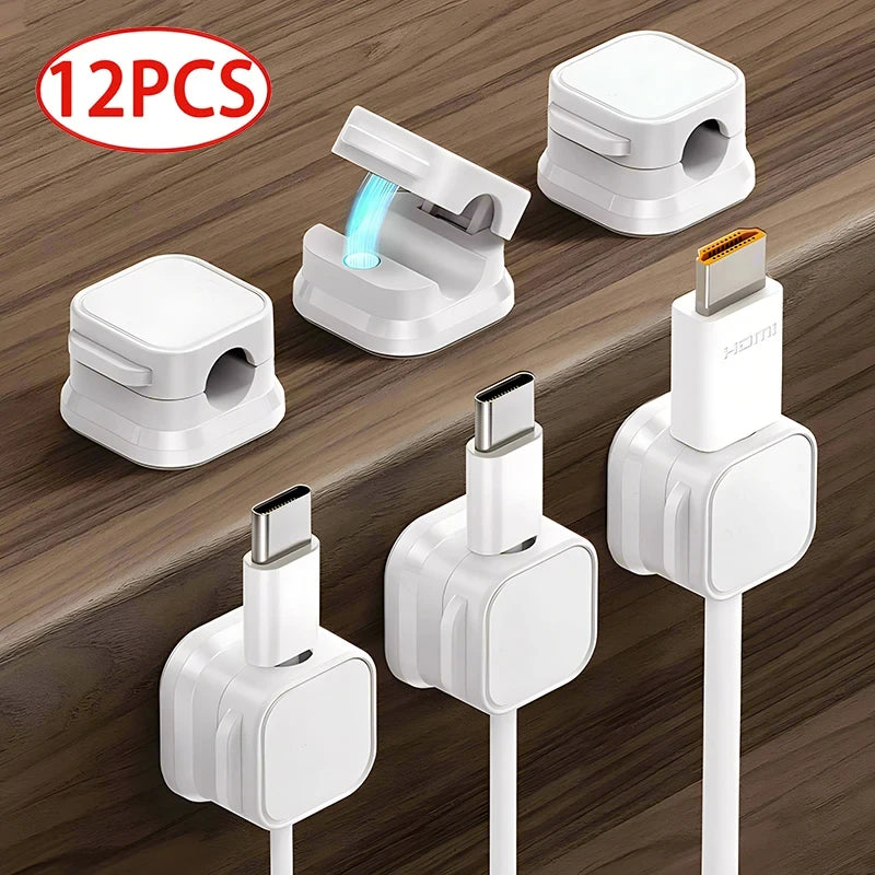 Magnetischer Kabelclip Selbstklebend – Kabel-Organizer für Schreibtisch & Heimbüro | 1/6/12er Set