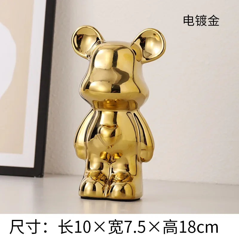 Europäische Galvanik Keramik Bär Puppe Tier Ornamente Home Desktop Dekoration Wohnzimmer Dekoration dekorative Figuren